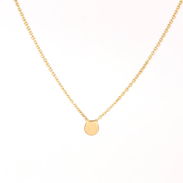 Carla Caruso Not So Itty Dot Necklace on 16" or 21" chain in matte 14k yellow gold fixed inline flat and hammered.