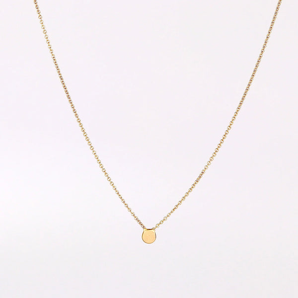 Carla Caruso Itty Bitty Dot Necklace 16" chain 14k yellow gold fixed inline flat hammered.