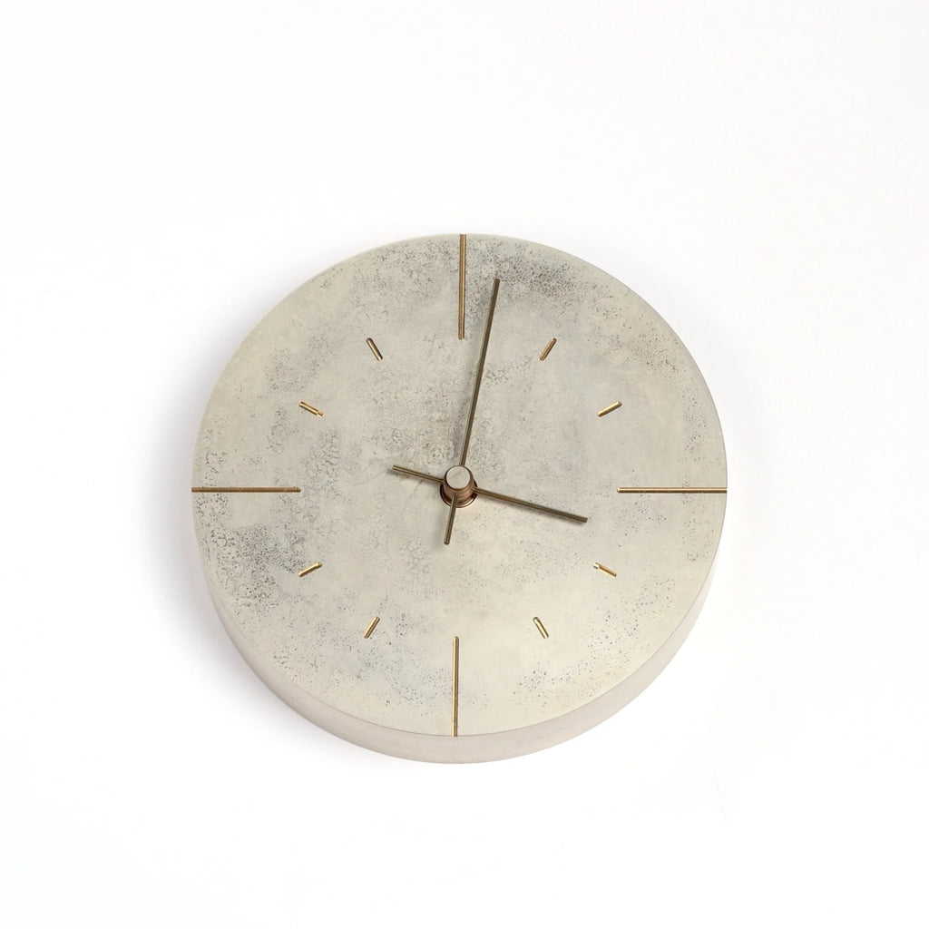 Lemnos Japanese Cast Brass Clock "Orb" silver Finish made in Toyama on white background. Designed by Shin Azumi.