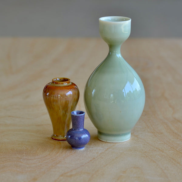 One more of the Miniature Hand Thrown Ceramic Vase Trio in Pale Green, Brown and Purple by Yuta Segawa