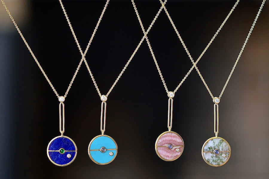 
            
                Load image into Gallery viewer, Four Compass Pendant Necklaces by Retrouvai. Made in LA.
            
        