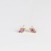 agle Claw Stud Earrings in Purple Sapphire by Elizabeth Street Jewelry are Marquise Sapphire Stud Earrings in violet purple to lilac that are bezel set marquise cut sapphires in a four prong eagle claw setting with post closure in 14k satin gold form these elegant everyday studs.