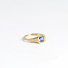Alternate side of Side view of Ceylon Sapphire Signet by Elizabeth Street Jewelry. 