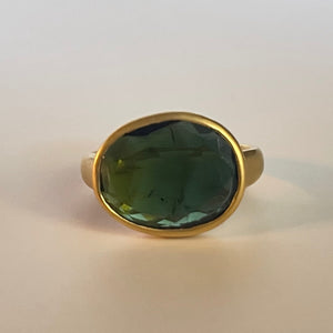 Green Tourmaline greek ring.