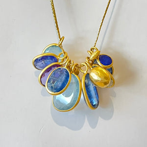 Colette Mixed Blues Necklace on white.