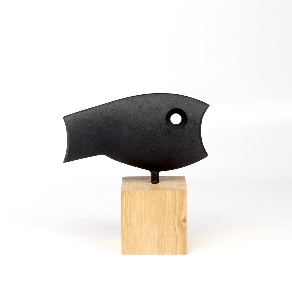 Japanese Cast Iron Sculpture "104 WIde Fish" TS322 Kamasada Sculpture by Nobuho Mia Wide Fish.