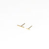 Kathleen Whitaker Staple Earring Bar stud in large and regular or small  in 14k yellow gold on white background.