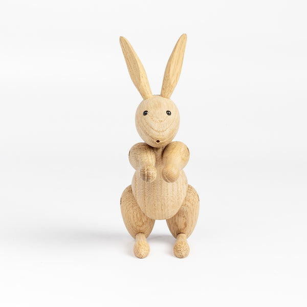 Kay Bojesen Wood Rabbit on white background.