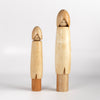A pair of Sosaku Kokeshi by well known woodworker Shido Shozan (1932-1995), winner of Prime Minister's Prize in 1962. 