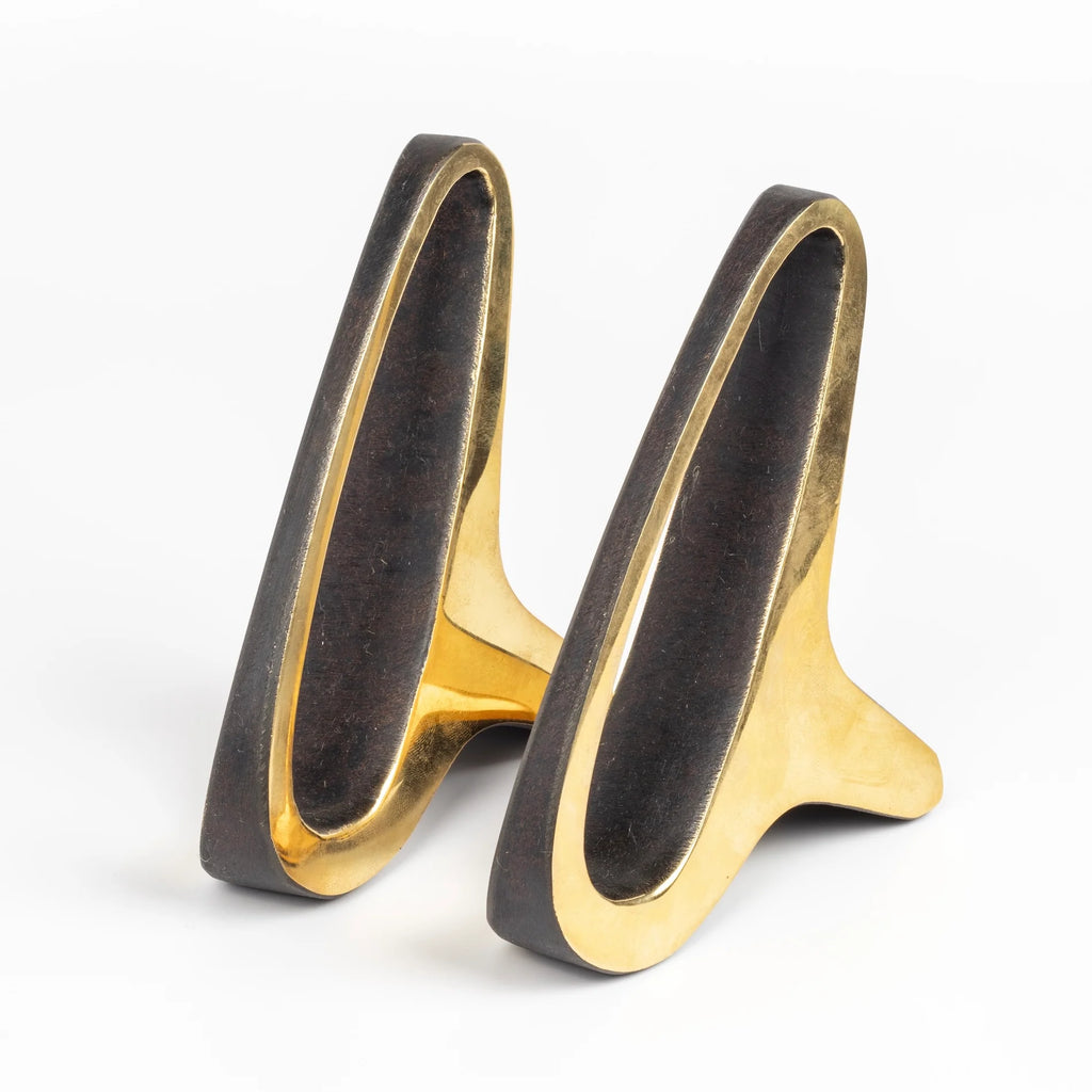 Carl Aubock 3848 Brass Bookends on white background.