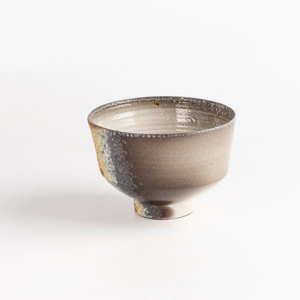 Other side of Kazegama Wood Fired Footed Tea Bowl by Lilith Rockett.
