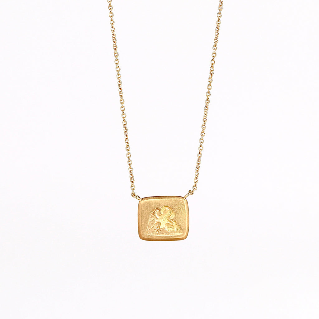 Front of Unconditional Motto Necklace on white.