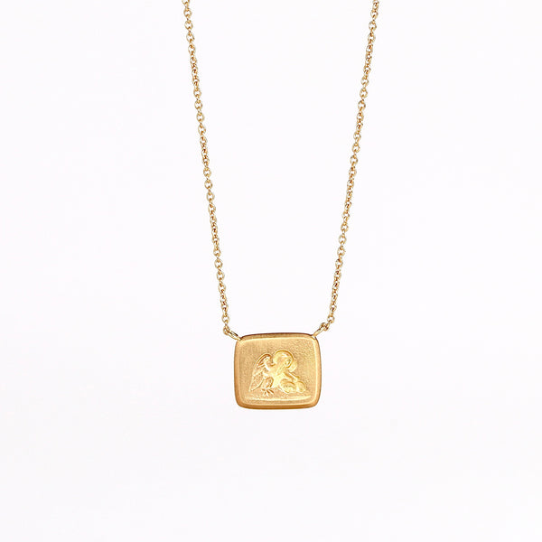 Front of Unconditional Motto Necklace on white.