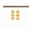 Three tier Rain earrings by Marian Maurer in triple tier and 18k yellow brushed and polished gold. Best everyday earrings.