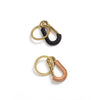 Black and natural leather carabiner clip or key fob in brass, braided in leather by Matthew Ready. Handmade in Los Angeles.