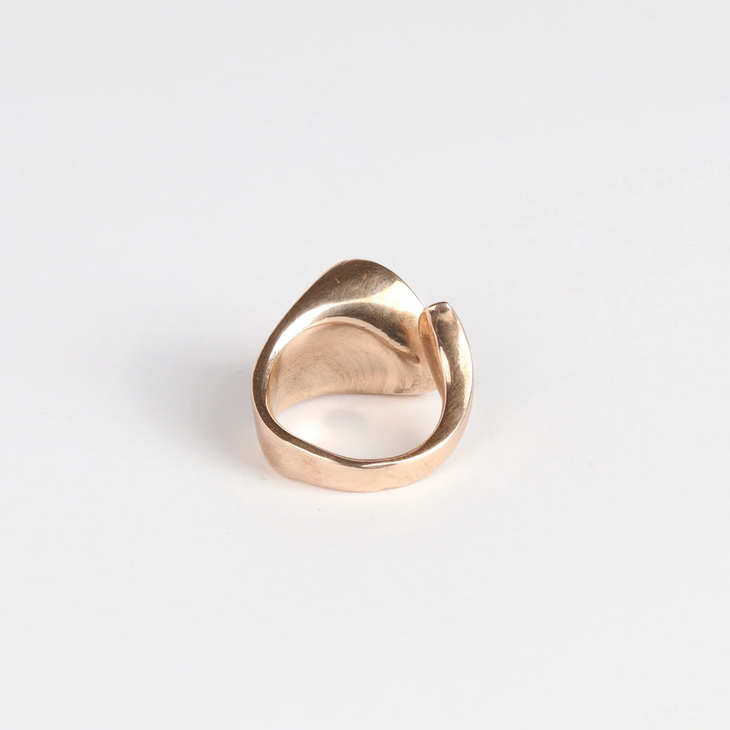 Alternate view of Monica Castiglioni Pino 02 Ring in bronze on white background.