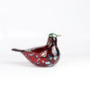 Alternate side of OIva Toikka Ruby Red Bird Dove in glass with red speckled design from Iittala. 