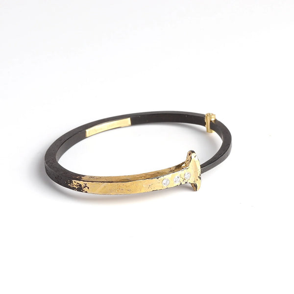 Three Stone Half and Half Nail Bracelet by Pat Flynn on white background.