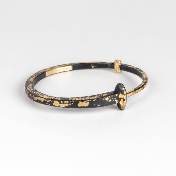 Pat Flynn Dust Nail Bracelet Blackened iron, 22k gold accents, 18k gold hinge