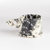 Other side of black, white and gray EXP ceramic splatter mug by Peter Shire and Echo Park Pottery.