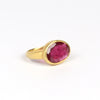 Side view of Large Greek ring in pink tourmaline by Pippa Small.