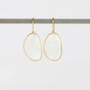 First Frost Large Single Moonstone Drop Earrings by Pippa Small are translucent, lightly faceted and bezel set stones on ear wire in 18k yellow gold.