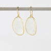 Large Drop Rainbow Moonstone Earrings by Pippa Small on white background.