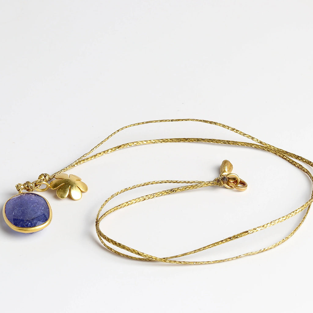 Single Colette Set Necklace in Tanzanite by Pippa Small on white.