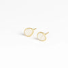 Moonstone stud earrings on white.