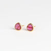 Side view of Pippa Small Classic Stud studs earrings in Pink Tourmaline and 18k yellow gold.