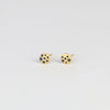 Side view of Polly Wales XS XSmall extra small Confetti Celeste Disc Stud Earrings in mid blue to navy Sapphires.