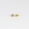 Polly Wales XS XSmall extra small Confetti Celeste Disc Stud Earrings in mid blue to navy Sapphires are classic, 18k recycled yellow gold disc earrings with blue in various shades sapphires, cast not set, cast in place and made in Los Angeles.