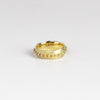 Nina ring in Rainbow by Polly Wales, showing pink, orange and yellow round sapphires.