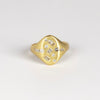 Harlequin Diamond Confetti Signet by Polly Wales in  matte 18k gold and mixed cut white diamonds size 6.5.