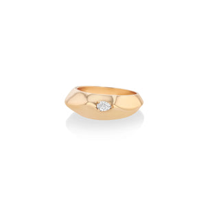 Liquid Gold Ring with Pear Diamond designed by Lizzie Mandler.