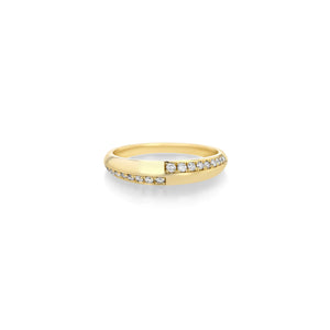 Petite Crescent Ring with Switch Pavé designed by Lizzie Mandler on white.