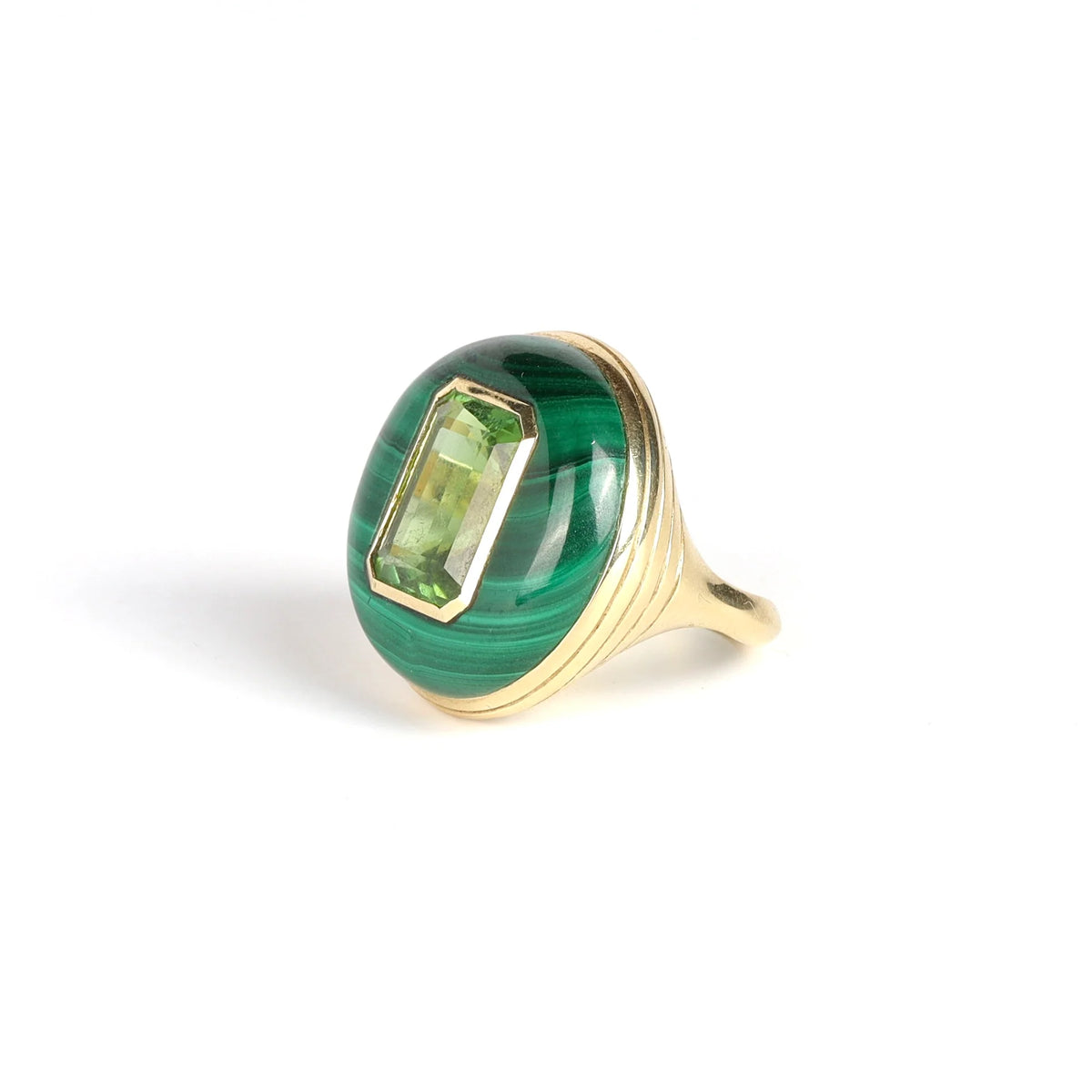 Large Lollipop Ring in Malachite and Green Tourmaline– OK Fine 