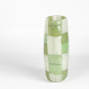 Side view of Robin Mix Basketweave Oval Vase in green and white.