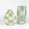 Robin Mix Basketweave small vase and Oval cylinder Vase in green and white.