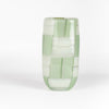 n  oval cylinder basketweave vase in green and white by Robin Mix whose sensibilities come from his training in Scandinavia, but is produced using the most sophisticated and iconic of traditional modernist Italian techniques. Vase is signed. 