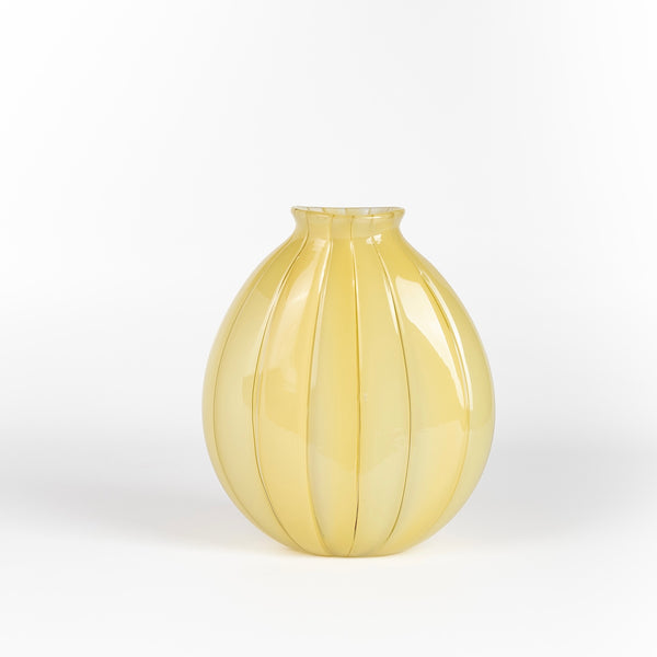 Robin Mix onion Skin vase is a flat cane vase From Studio Glass Master Robin Mix. His sensibilities come from his training in Scandinavia, but his produced using the most sophisticated and iconic of traditional modernist Italian techniques.