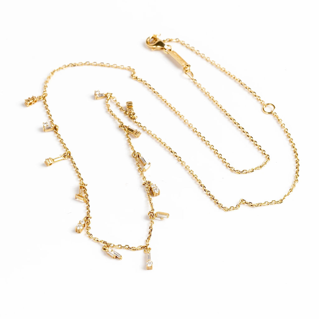 Mini Diamond  Dangle Necklace by Suzanne Kalan on white background.