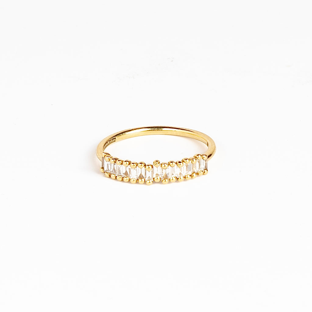 Suzanne Kalan Classic Stacker Ring Half Baguette Diamond Eternity Band 18k yellow Gold.