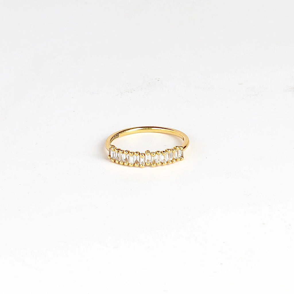 Suzanne Kalan Classic Stacker Ring Half Baguette Diamond Eternity Band 18k yellow Gold.