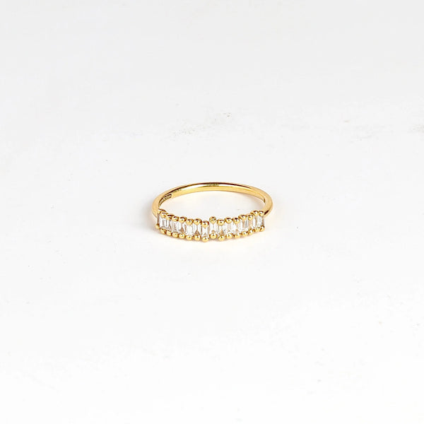 Suzanne Kalan Classic Stacker Ring Half Baguette Diamond Eternity Band 18k yellow Gold.