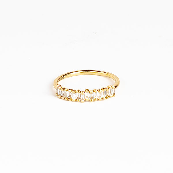 Suzanne Kalan Classic Stacker Ring Half Baguette Diamond Eternity Band 18k yellow Gold.