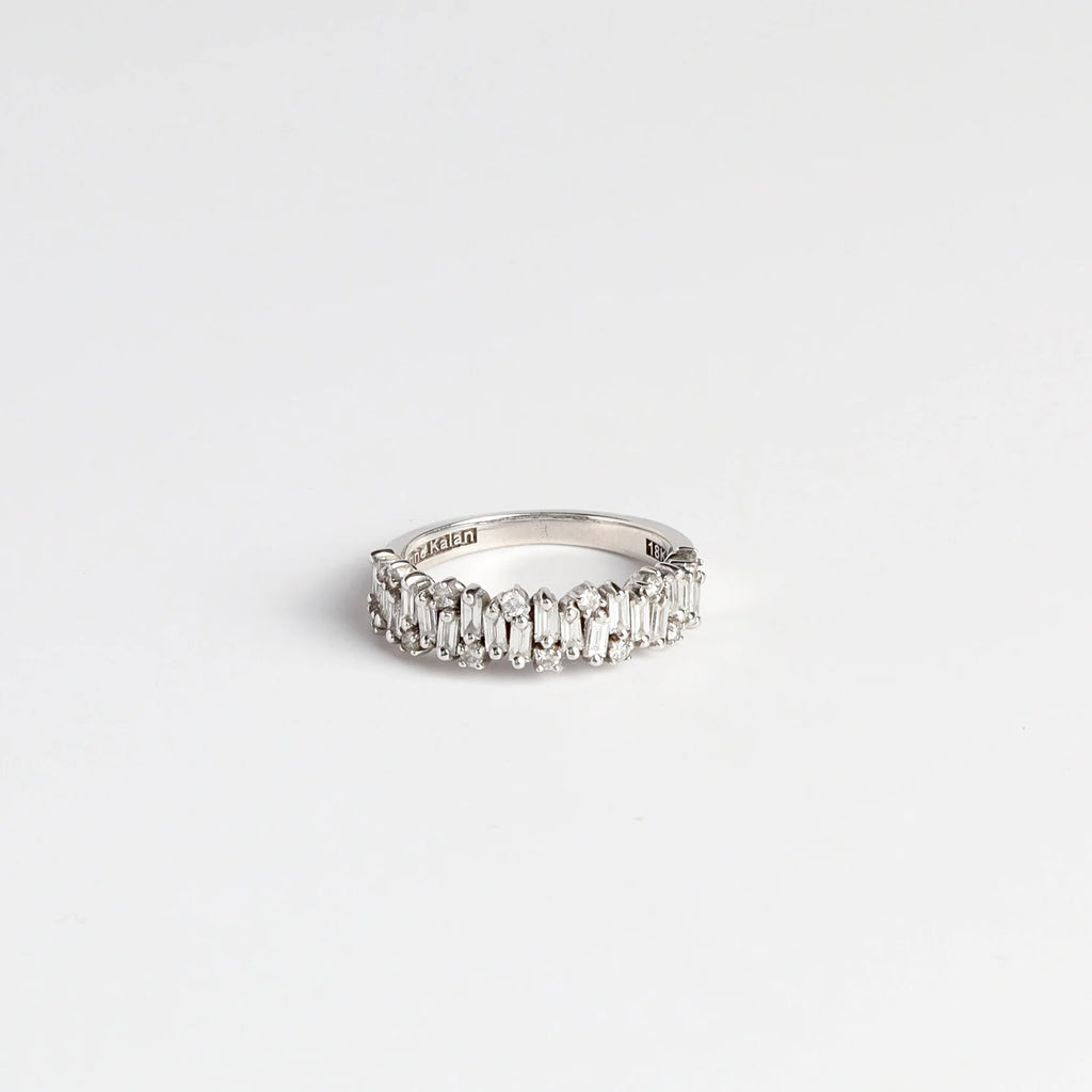 The Alternating Diamond Half Eternity Band on white background.