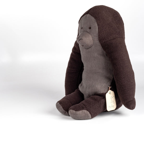 Sideview of the medium Maileg Gorilla stuffed animal toy.