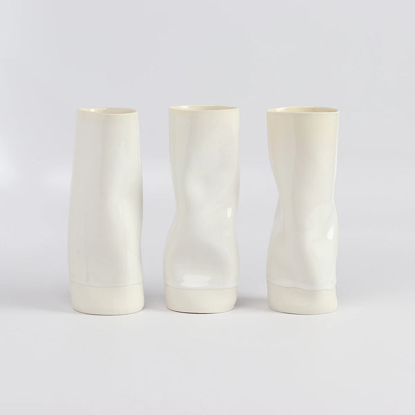 Distorted and all white medium Yuta Segawa Cylinder vases