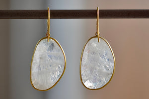 Large Drop Earrings in Rainbow moonstone by pippa small from the back. 
